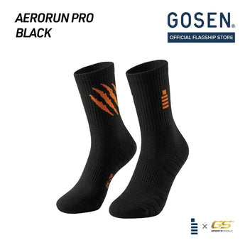 GOSEN Badminton Cotton Socks Aerorun Pro (Black/White)